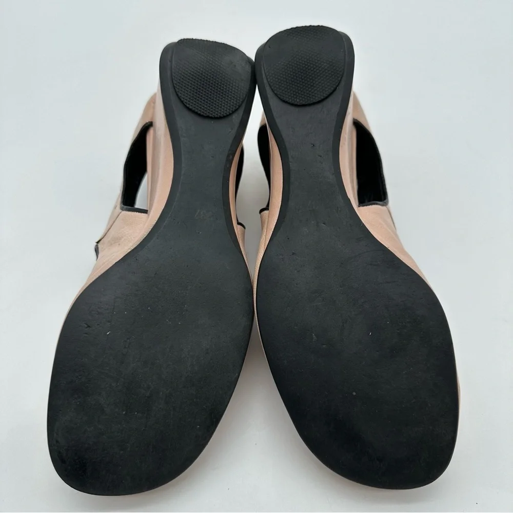 Gentle Souls Blush Pink Leather Wedge Mary Jane Shoes